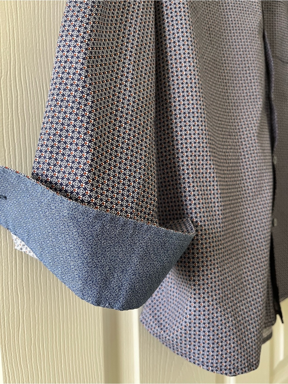 Johnston & Murphy Men's Blue Patterned Long-Sleeve Shirt Large - Picture 6 of 7